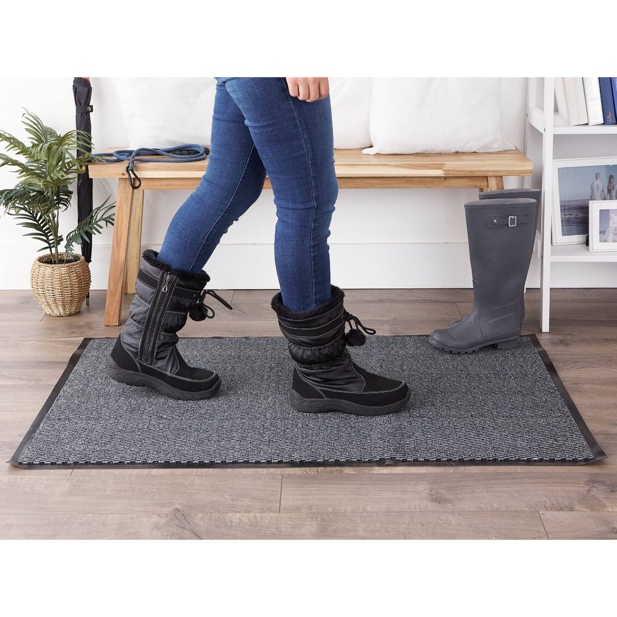 DII® Gray & Black Walk Off Utility Doormat, 30" x 48"